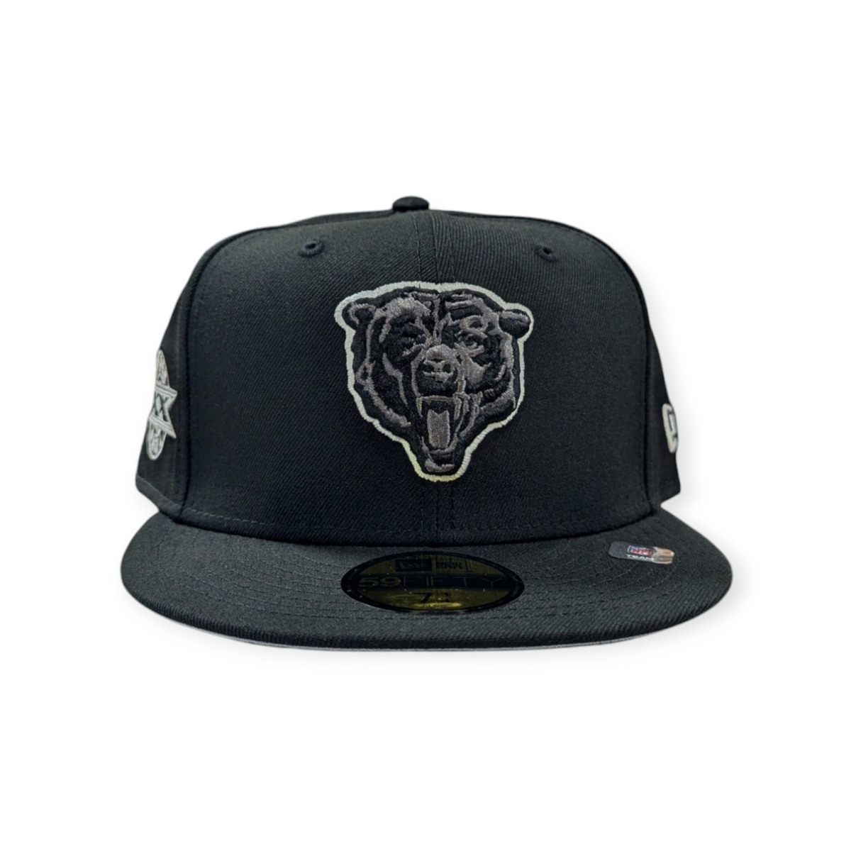 Chicago Bears Super Bowl XX Black And Graphite New Era 59FIFTY Fitted Hat product image 2, provided for visual reference and