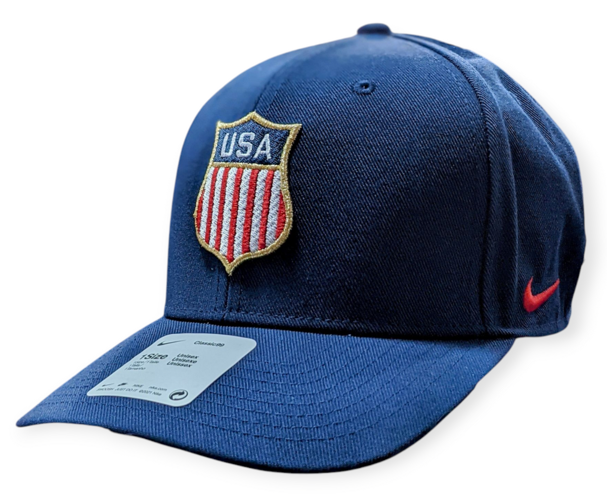 USA Hockey Shield Logo Navy Classic Nike Adjustable Hat product image 1, provided for visual reference and product detail