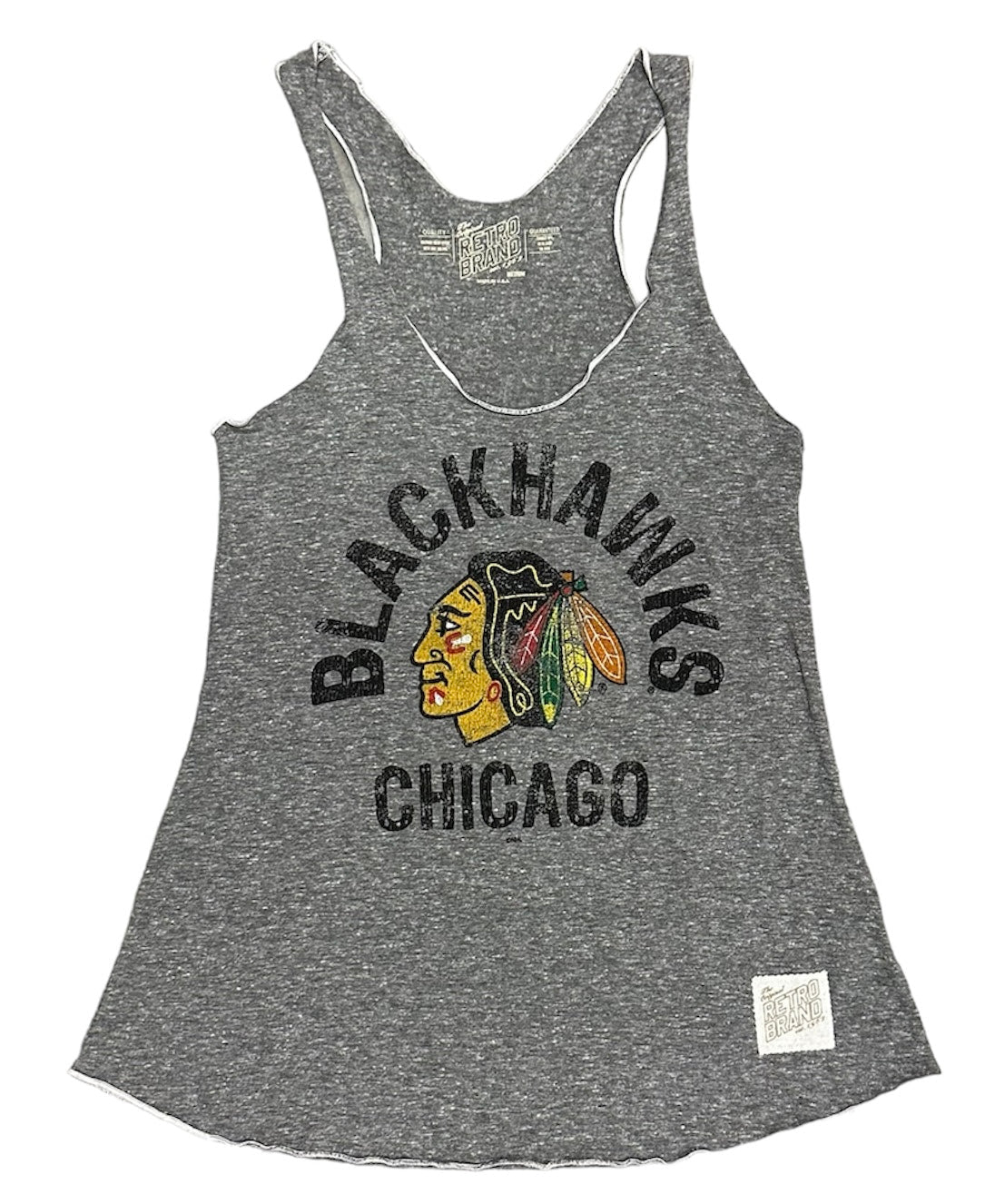 Chicago Blackhawks Gray Marrow Edge Tank Top for Women product image 1, provided for visual reference and product detail