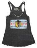 Chicago Blackhawks Chicago Flag Heather Black Edge Tank Top for Women product image 1, provided for visual reference and