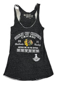 Chicago Blackhawks 2015 Stanley Cup Champs Banner Marrow Edge Tank Top for Women product image 1, provided for visual