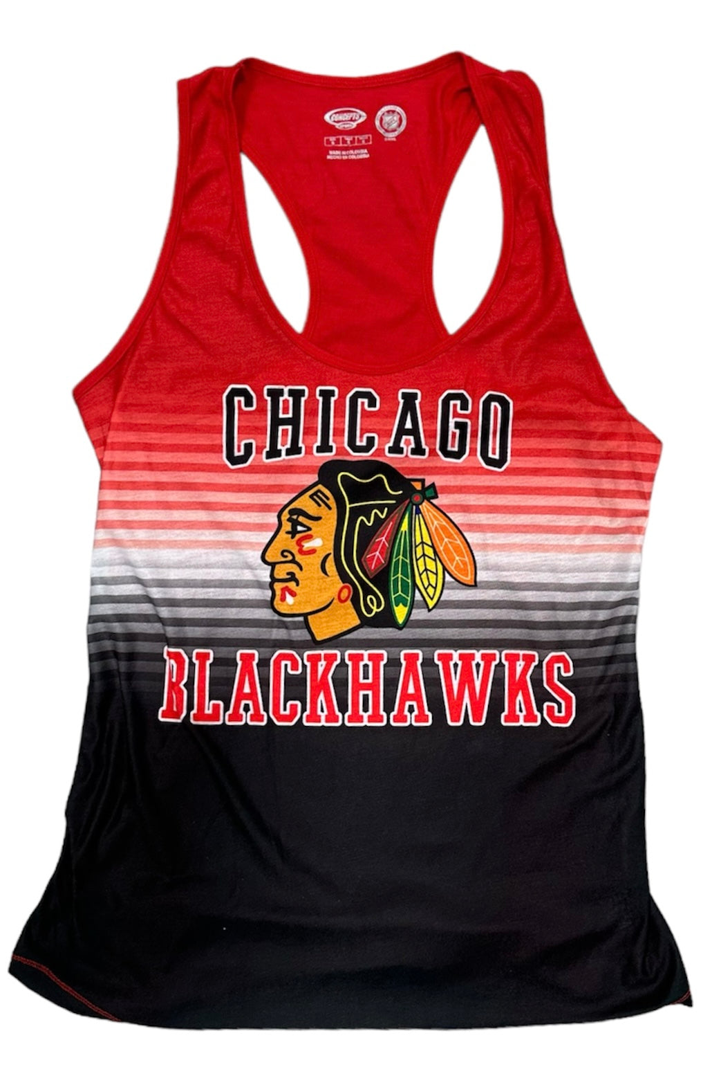 Chicago Blackhawks Red/Black Dynamic Tank Top for Women product image 1, provided for visual reference and product detail