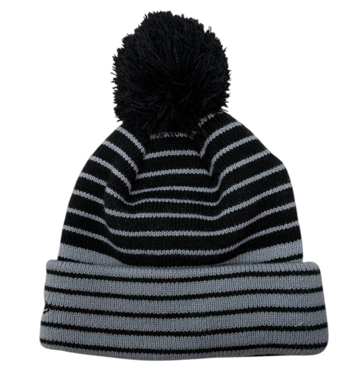 Chicago White Sox New Era Black Patch Cuffed Pom Knit Hat product image 2, provided for visual reference and product detail