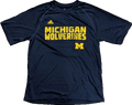 Michigan Wolverines Adidas Navy Sideline Crew T-Shirt product image 1, provided for visual reference and product detail