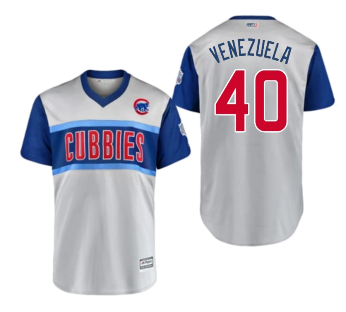 Chicago Cubs Willson Contreras "Venezuela" Majestic Gray 2019 MLB Little League Classic Replica Player Jersey for Men