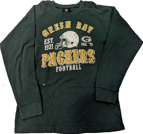 Youth Green Bay Packers Vintage Logo Thermal Long Sleeve T-Shirt product image 1, provided for visual reference and product