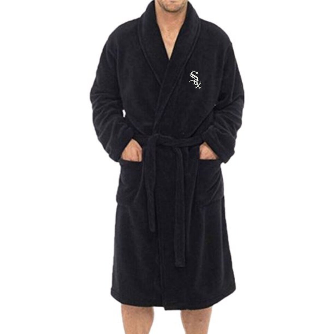 Chicago White Sox Black Bathrobe for Men product image 1, provided for visual reference and product detail review