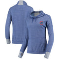 Chicago Cubs Antigua Women Snap Cowl Neck Pullover Sweatshirt - Heathered Royal product image 1, provided for visual