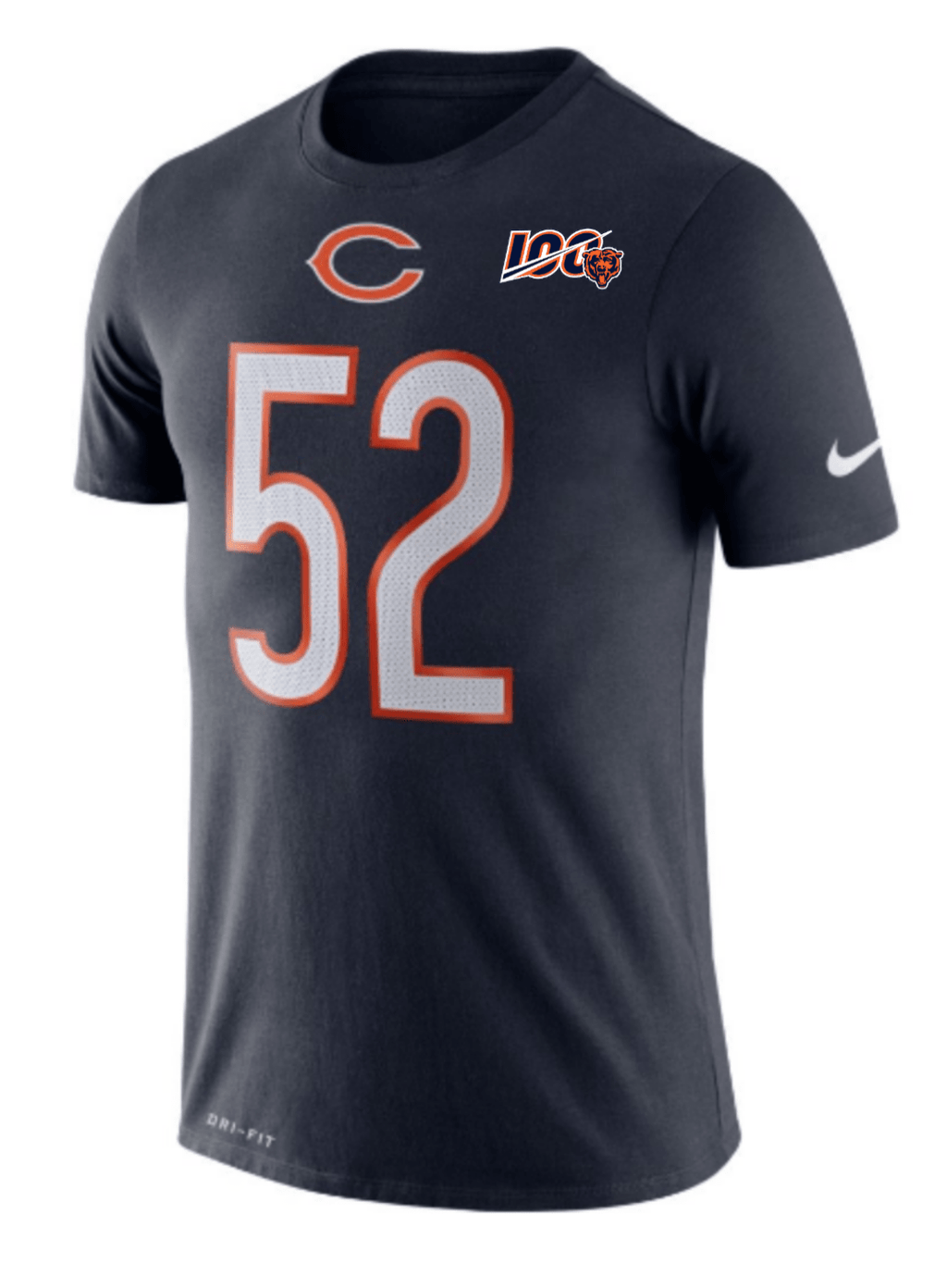 Chicago Bears Khalil Mack 100th Anniversary Nike Navy Player Pride Name & Number Performance T-Shirt for Men product image
