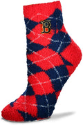 Boston Red Socks Argyle Fuzzy Sleep Socks product image 1, provided for visual reference and product detail review