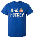 Nike Men USA Hockey Dri-Fit Cotton Game Royal T-Shirt product image 1, provided for visual reference and product detail