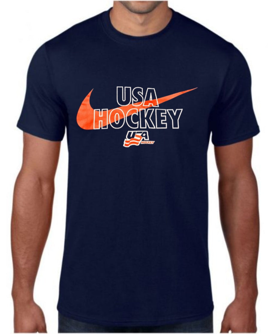 Nike Men USA Hockey Cotton Dri-Fit Navy T-Shirt product image 1, provided for visual reference and product detail review