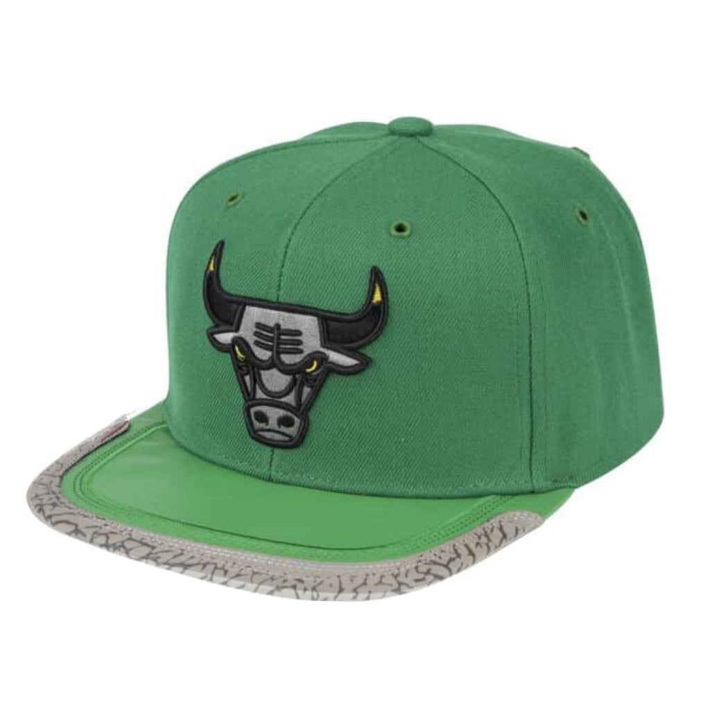 Chicago Bulls Day 3 Green/ Concrete Gray Mitchell & Ness Snapback Hat product image 1, provided for visual reference and