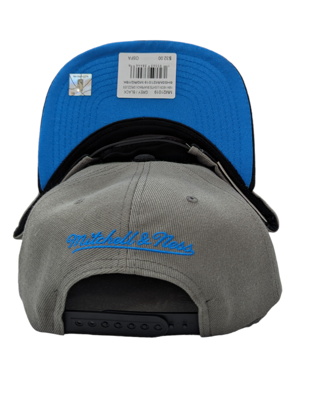 Memphis Grizzlies Mitchell & Ness NBA Neon Lights Gray/Blue Adjustable Snapback Hat for Men product image 2, provided for