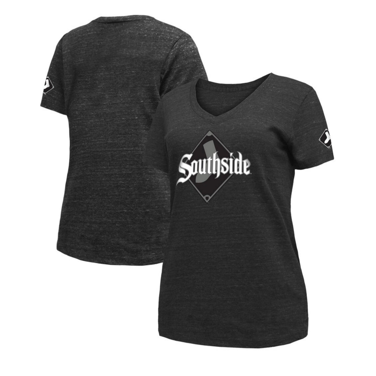 Chicago White Sox City Connect New Era Tri-Blend V-Neck T-Shirt - Black for Women product image 1, provided for visual