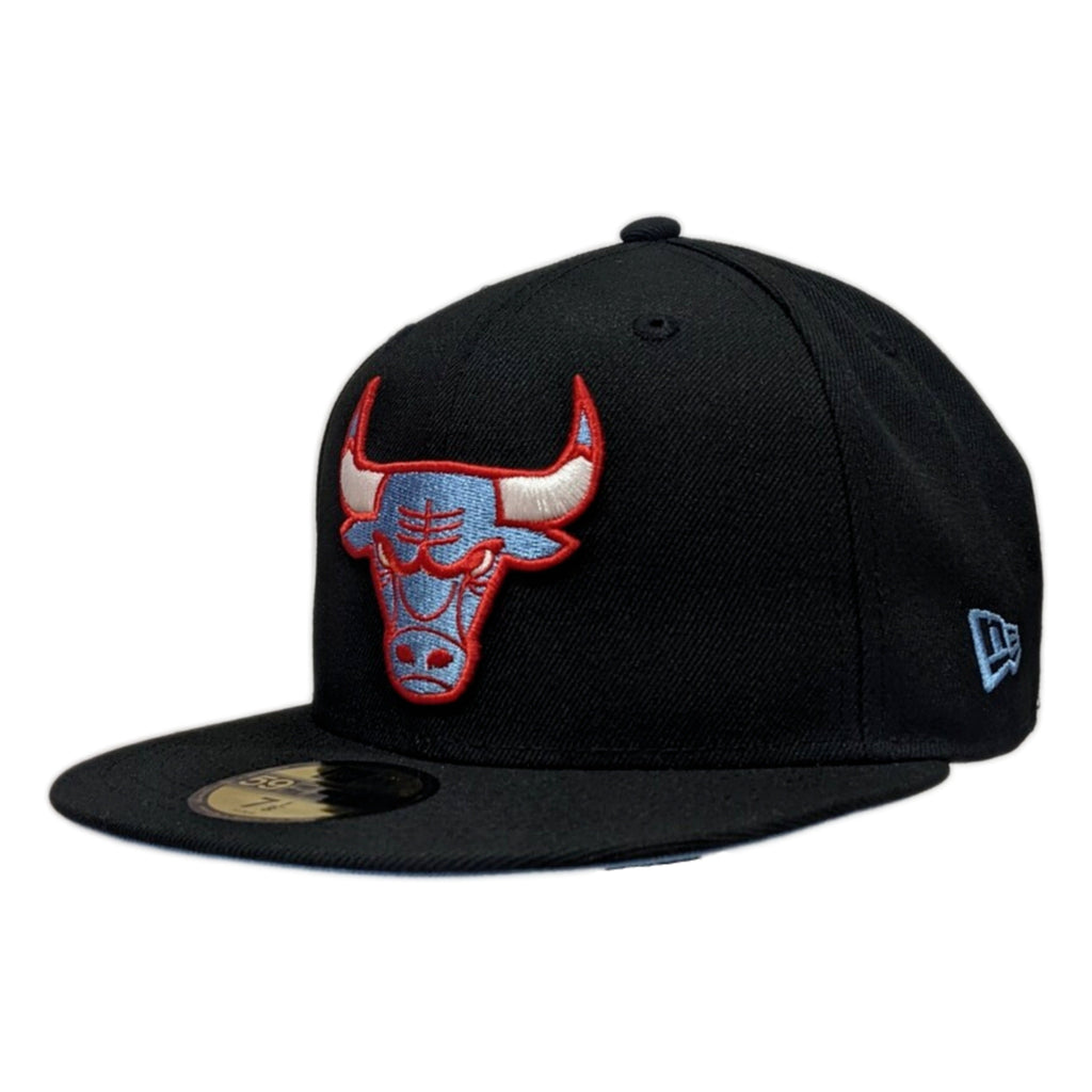Chicago Bulls Black/Sky Blue UNC to Chicago 59FIFTY Fitted Hat for Men product image 3, provided for visual reference and