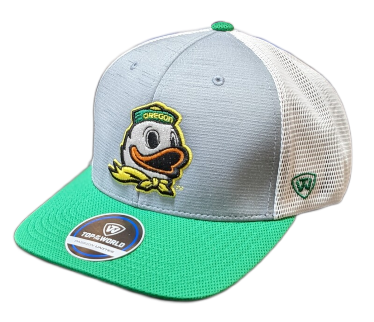 Oregon Ducks Stamp 3-Tone Adjustable Hat By Top Of the World for Men product image 1, provided for visual reference and