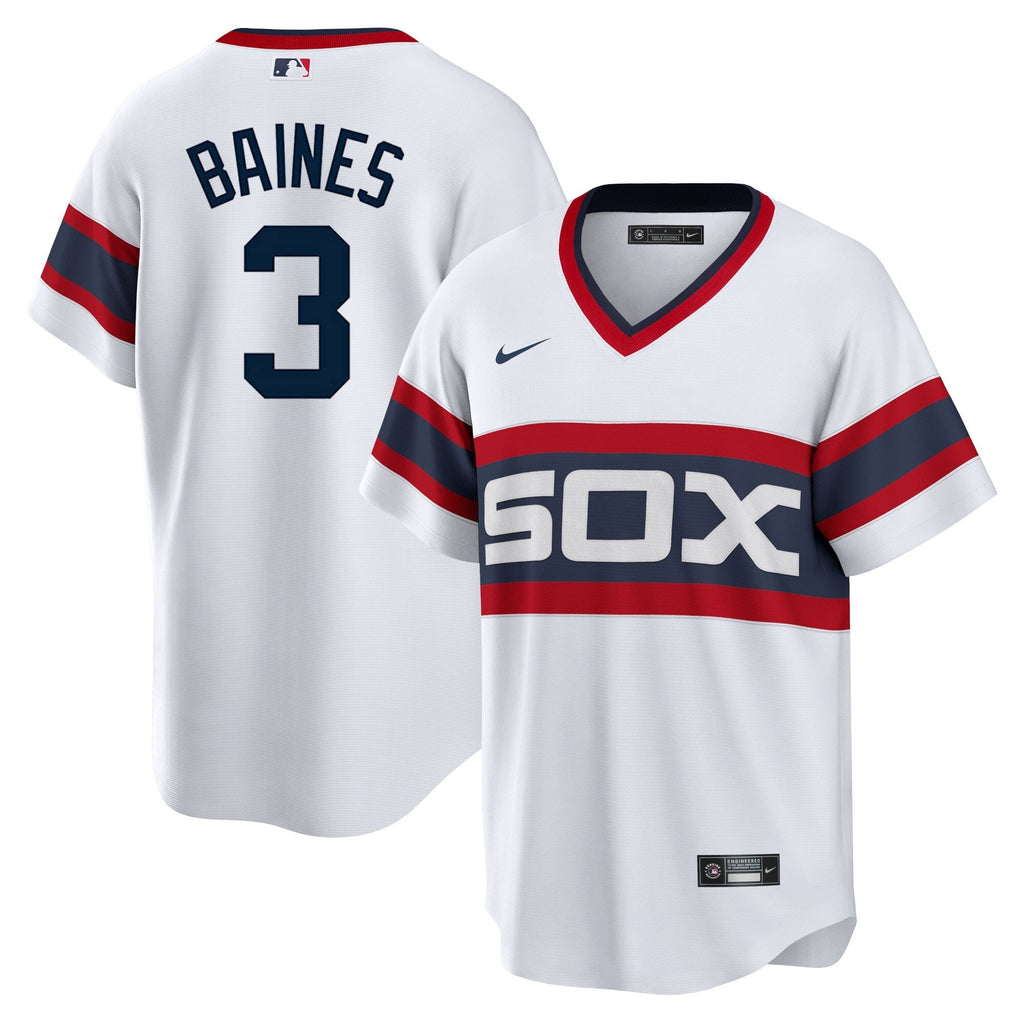 NIKE Men Harold Baines Chicago White Sox Sunday 1983 Alternate White Premium Twill Replica Jersey product image 1, provided