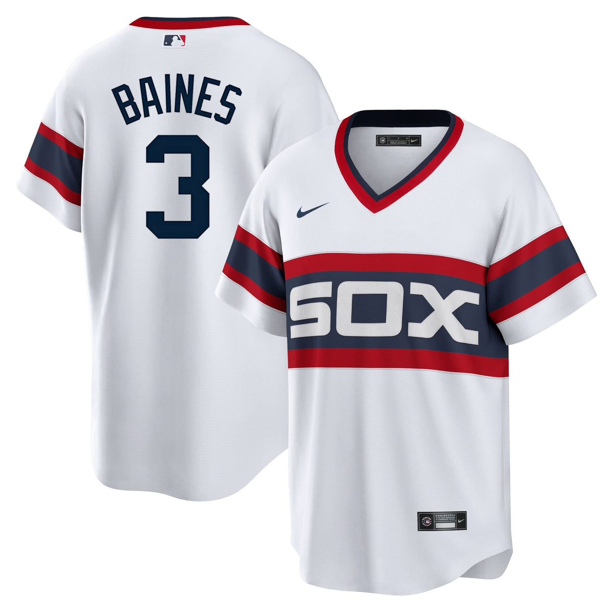 NIKE Men Harold Baines Chicago White Sox Sunday 1983 Alternate White Premium Twill Replica Jersey product image 1, provided