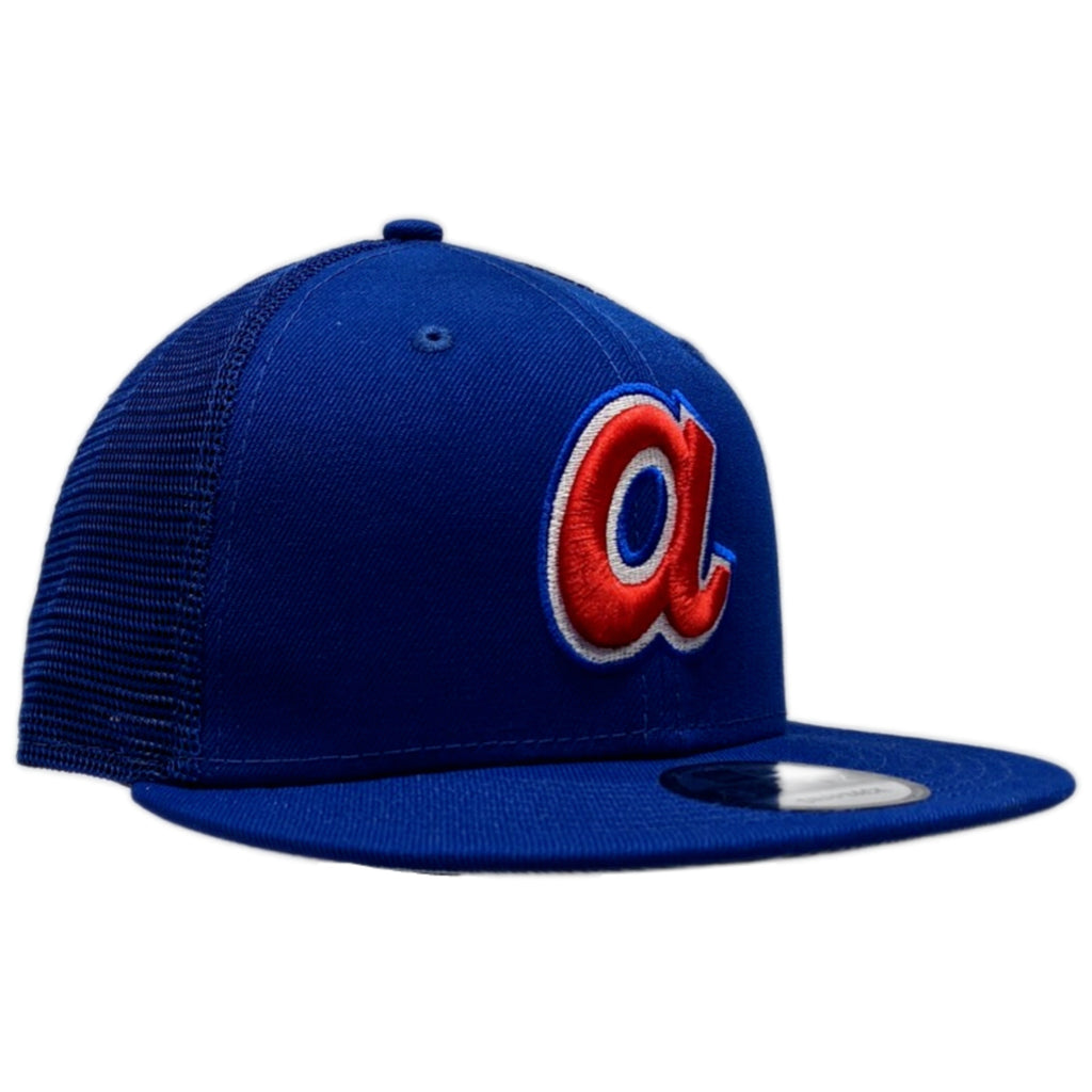 Atlanta Braves New Era Cooperstown Collection Royal Mesh 9FIFTY Adjustable Snapback Hat for Men product image 3, provided