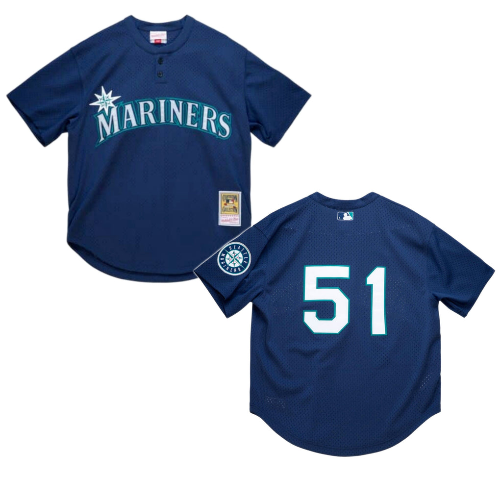 Seattle Mariners Ichiro Suzuki 2002 Mitchell & Ness Navy Cooperstown Collection Mesh Batting Practice Jersey for Men product