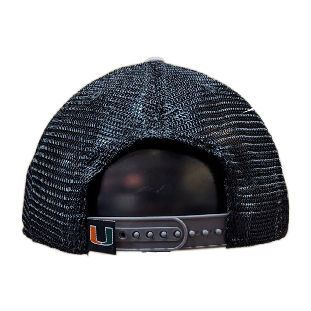 Miami Hurricanes Top of the World Gray/Black Trucker Adjustable Snapback Hat product image 2, provided for visual reference