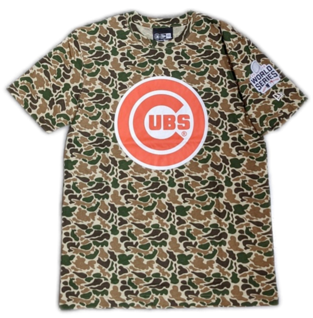 Chicago Cubs 2016 World Series Duck Camo/Orange New Era T-Shirt for Men product image 1, provided for visual reference and
