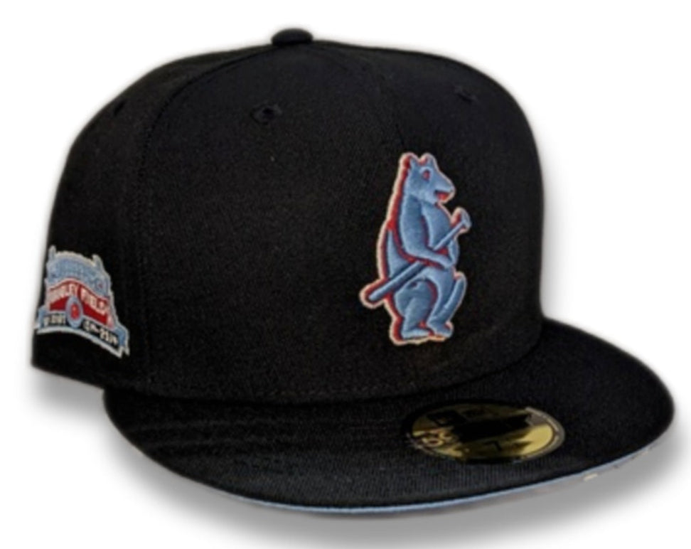 Chicago Cubs Cooperstown Collection Wrigley Field Black/ Sky Blue New Era 59FIFTY Fitted Hat product image 1, provided for