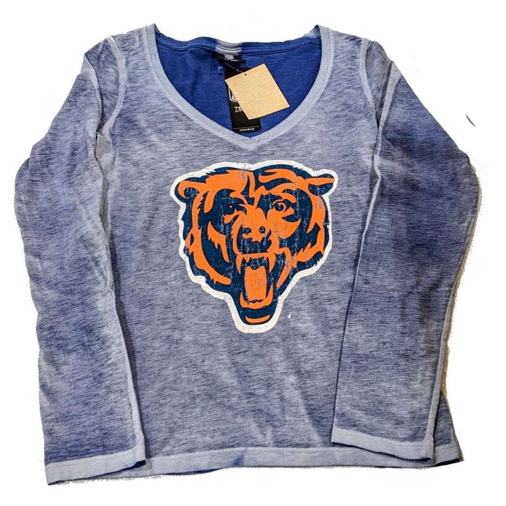 Womens Chicago Bears Long Sleeve Burnout Wash Bearhead T-Shirt product image 1, provided for visual reference and product