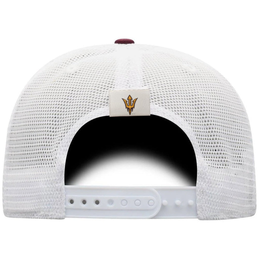 Arizona State Sun Devils ASU Top of the World Victory Maroon/White Trucker Snapback Hat for Men product image 2, provided