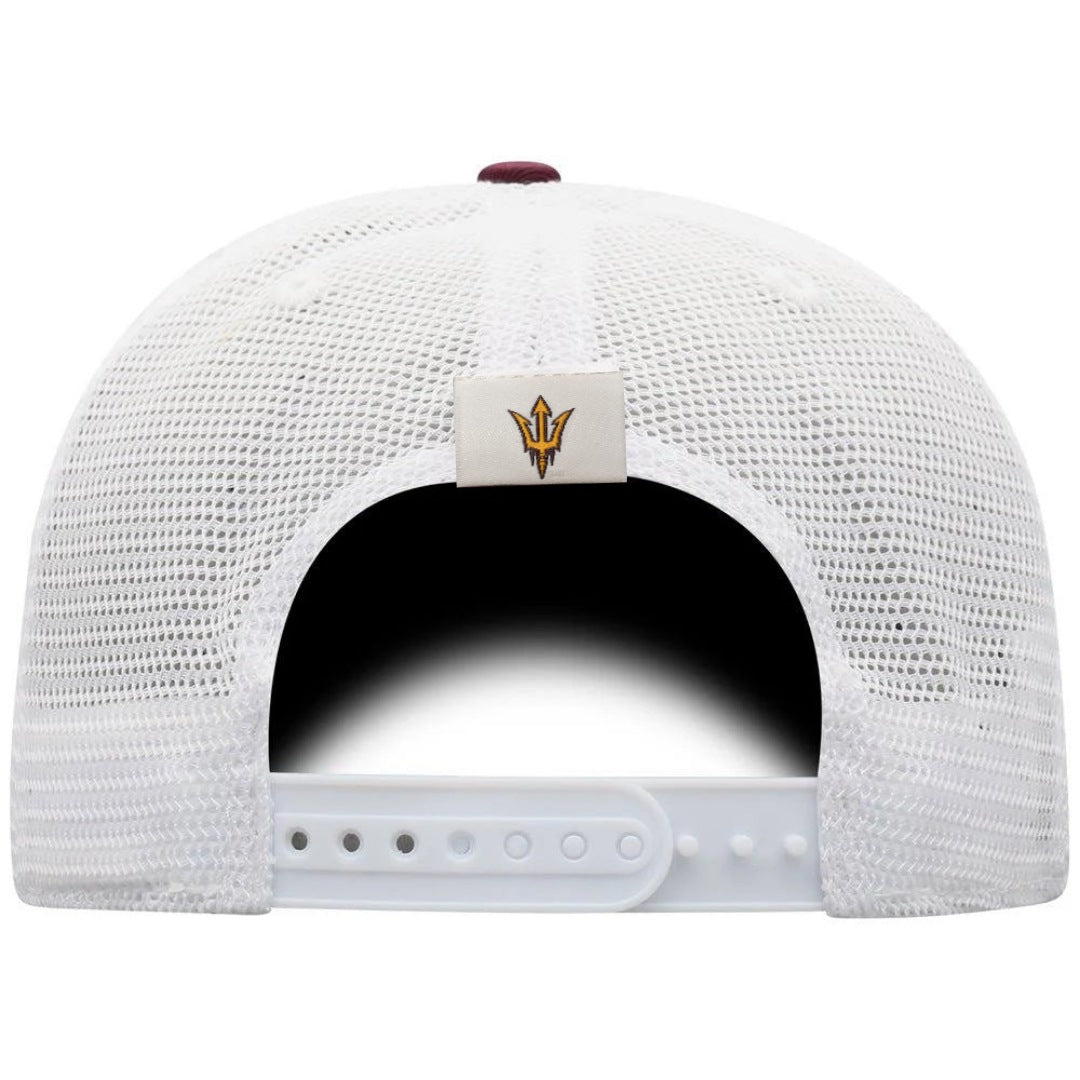 Arizona State Sun Devils ASU Top of the World Victory Maroon/White Trucker Snapback Hat for Men product image 2, provided