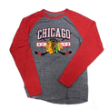 Chicago Blackhawks Stars and Sticks Gray/Red Raglan Tri-Blend Long Sleeve T-Shirt for Men product image 1, provided for