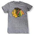 Chicago Blackhawks Retro Brand Gray Distressed Primary Logo Short Sleeve T-Shirt for Men product image 1, provided for