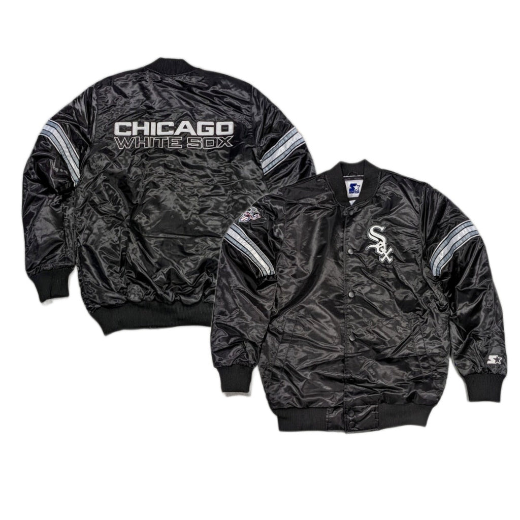 Chicago White Sox Pick & Roll Starter Satin Jacket-Black for Men product image 3, provided for visual reference and product