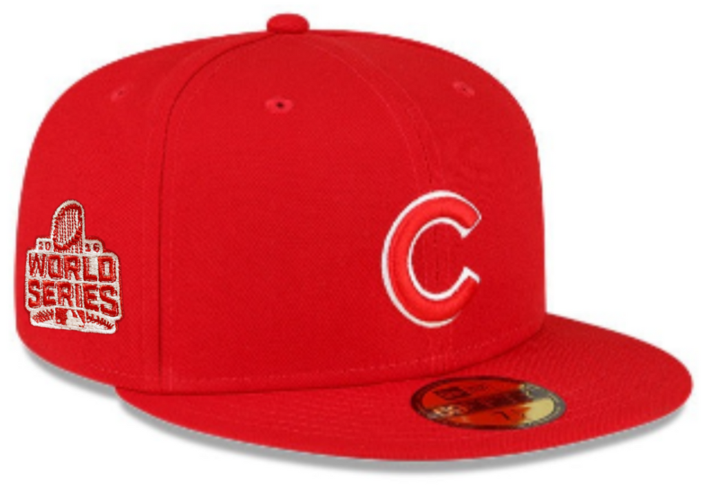 Chicago Cubs New Era 2016 World Series Red 59FIFTY Fitted Hat for Men product image 1, provided for visual reference and