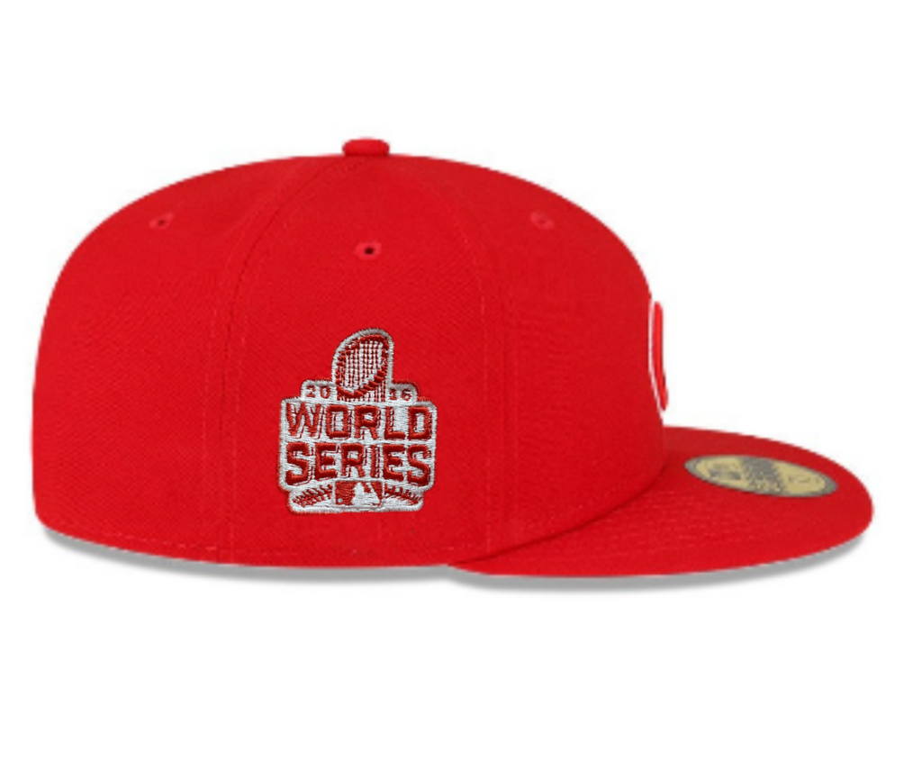 Chicago Cubs New Era 2016 World Series Red 59FIFTY Fitted Hat for Men product image 4, provided for visual reference and
