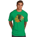 NHL Chicago Blackhawks Kelly Green St. Patrick's Day Vintage Logo Superior Stripe T-Shirt for Men product image 1, provided