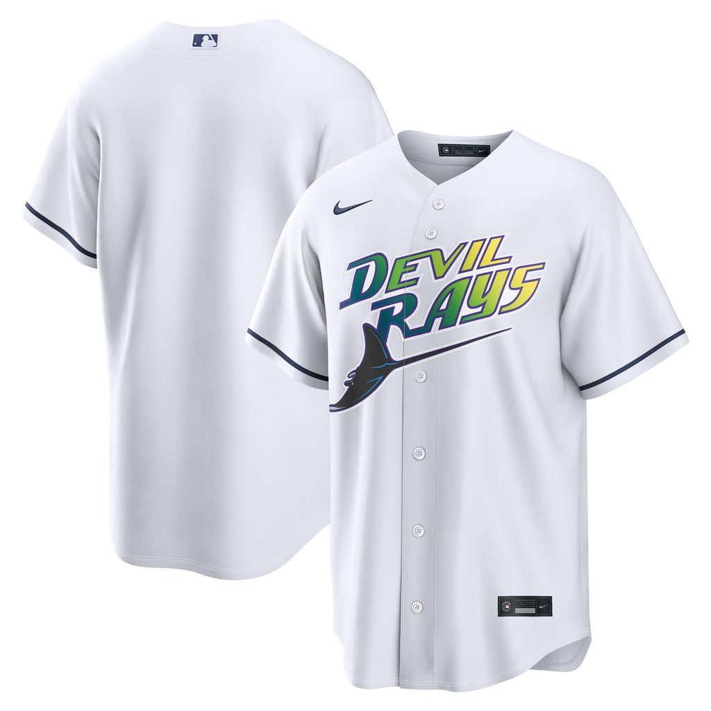 Tampa Bay Devil Rays Nike White Home Replica Team Jersey for Men product image 1, provided for visual reference and product