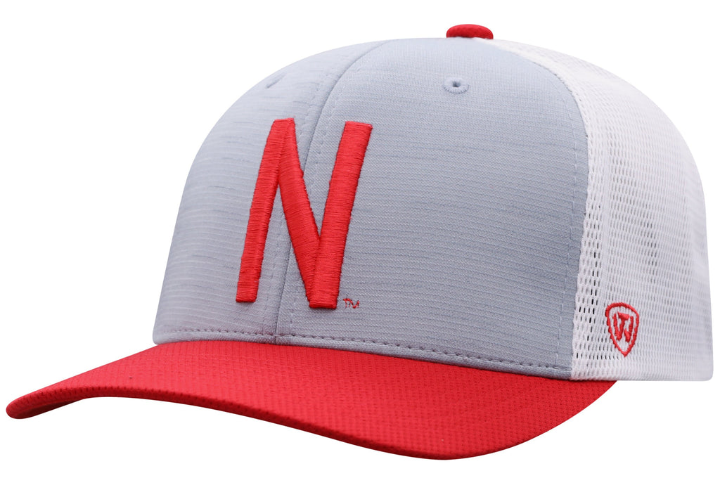 Nebraska Cornhuskers Stamp 3-Tone Flex Fit Hat By Top Of the World for Men product image 1, provided for visual reference