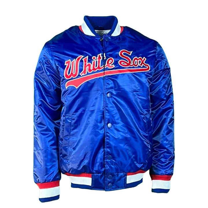 Chicago White Sox Cooperstown Collection 1987 Retro Script Starter Satin Jacket-Blue for Men product image 1, provided for