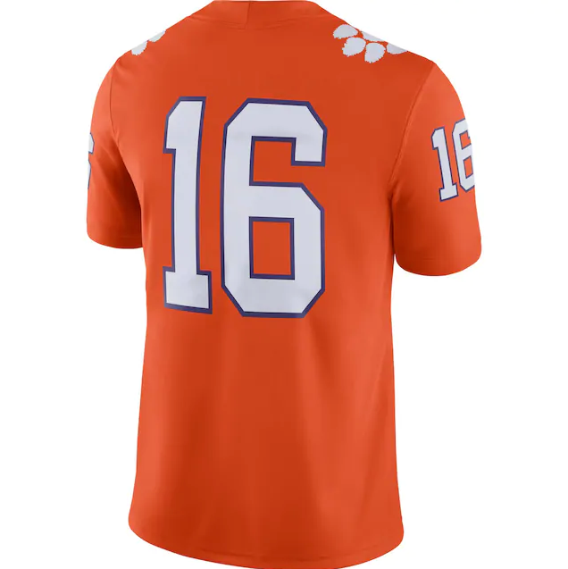 Nike Clemson Tigers #16 Replica Game Football Jersey product image 2, provided for visual reference and product detail review