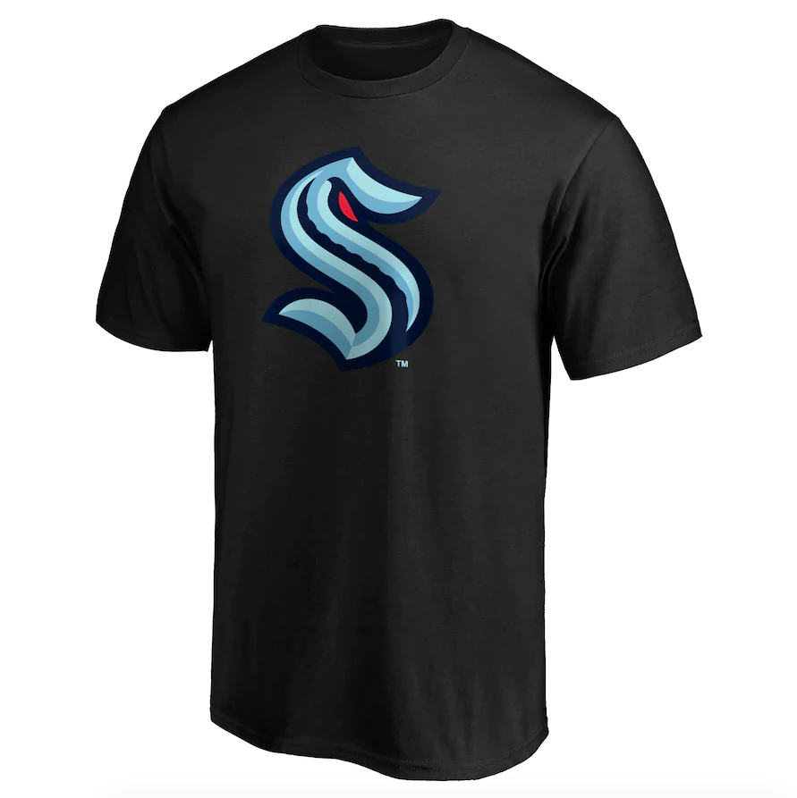 Seattle Kraken Fanatics Branded Black Primary Logo T-Shirt for Men product image 2, provided for visual reference and