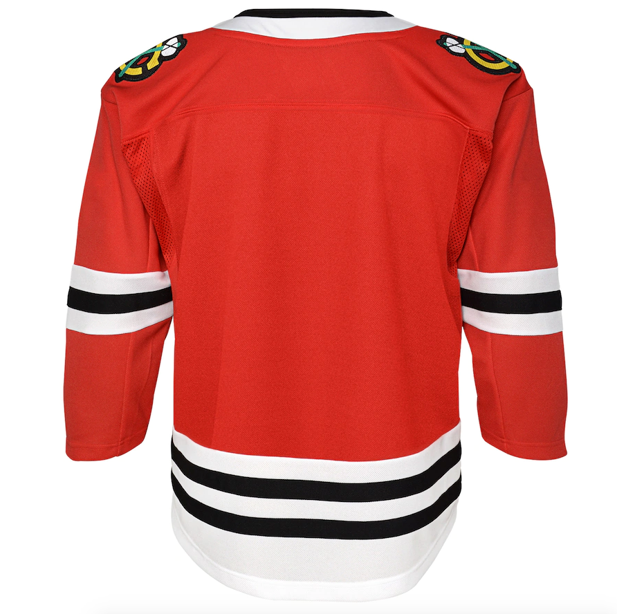 NHL Youth Chicago Blackhawks Custom Personalized Premier Red Home Jersey product image 1, provided for visual reference and