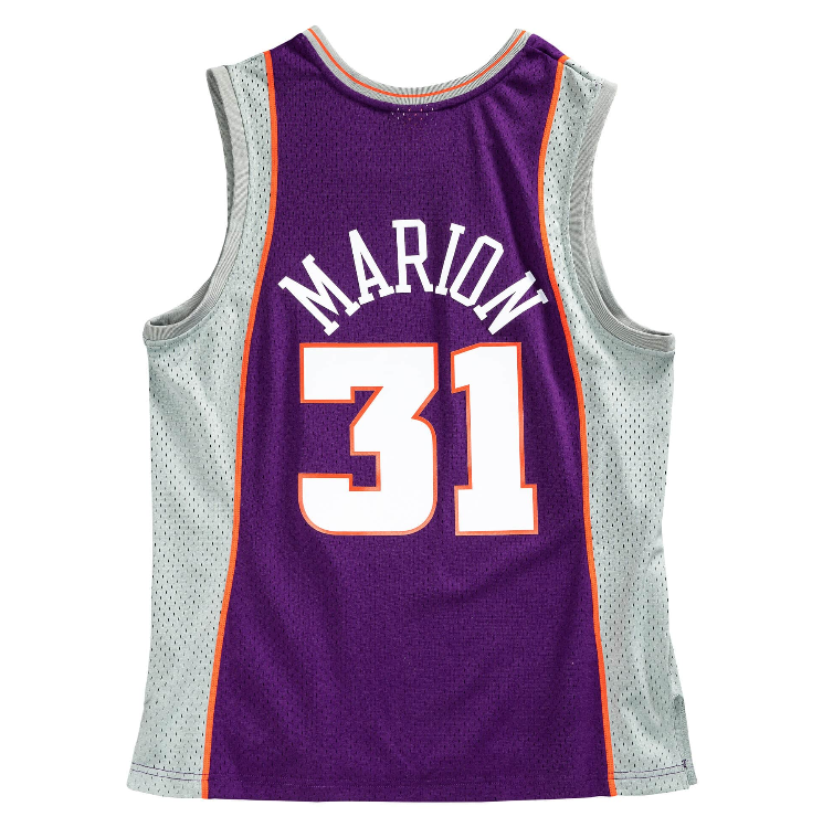 Phoenix Suns Shawn Marion Mitchell & Ness Purple 2001-02 Hardwood Classics Swingman Jersey for Men product image 3, provided