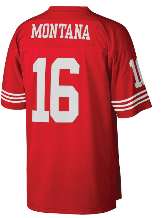 Mens San Francisco 49ers Joe Montana Mitchell & Ness Scarlet Retired Player Vintage Replica Jersey product image 3, provided