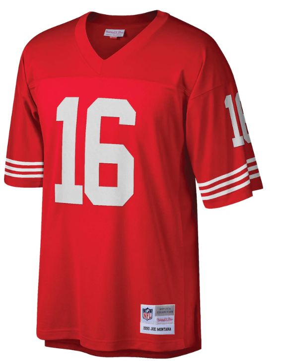Mens San Francisco 49ers Joe Montana Mitchell & Ness Scarlet Retired Player Vintage Replica Jersey product image 2, provided