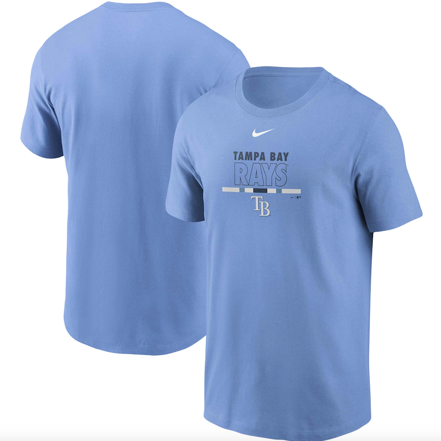 Tampa Bay Rays Nike Light Blue Color Bar T-Shirt for Men product image 1, provided for visual reference and product detail