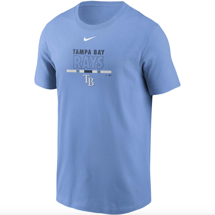 Tampa Bay Rays Nike Light Blue Color Bar T-Shirt for Men product image 2, provided for visual reference and product detail