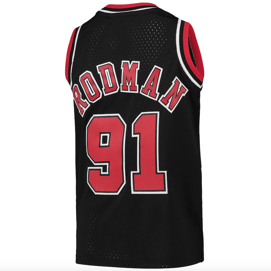 Youth Chicago Bulls Dennis Rodman Mitchell & Ness Black 1997-98 Hardwood Classics Swingman Jersey product image 3, provided
