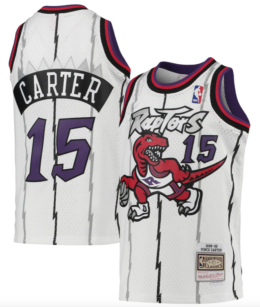 Youth Toronto Raptors Vince Carter Mitchell & Ness White 1998-99 Hardwood Classics Swingman Throwback Jersey product image